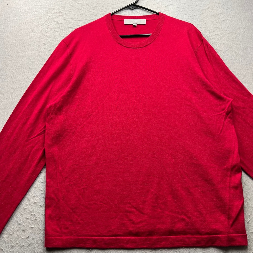 Neiman Marcus Cashmere Silk Sweater Mens XL Red Crew Neck Knit Pullover 1547